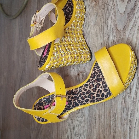 Betsey Johnson Shoes - Betsey Johnson Yellow Wedge High Heel Sandals